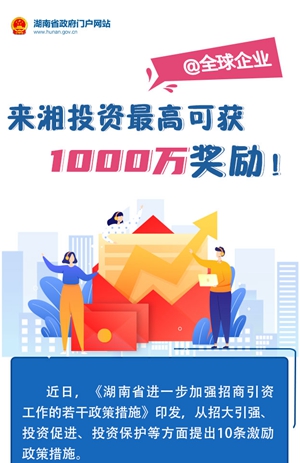 圖解丨@全球企業(yè)：來(lái)湘投資最高可獲1000萬(wàn)獎勵！